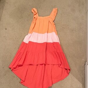 Mud Pie Orange and Pink Tiered maxi dress